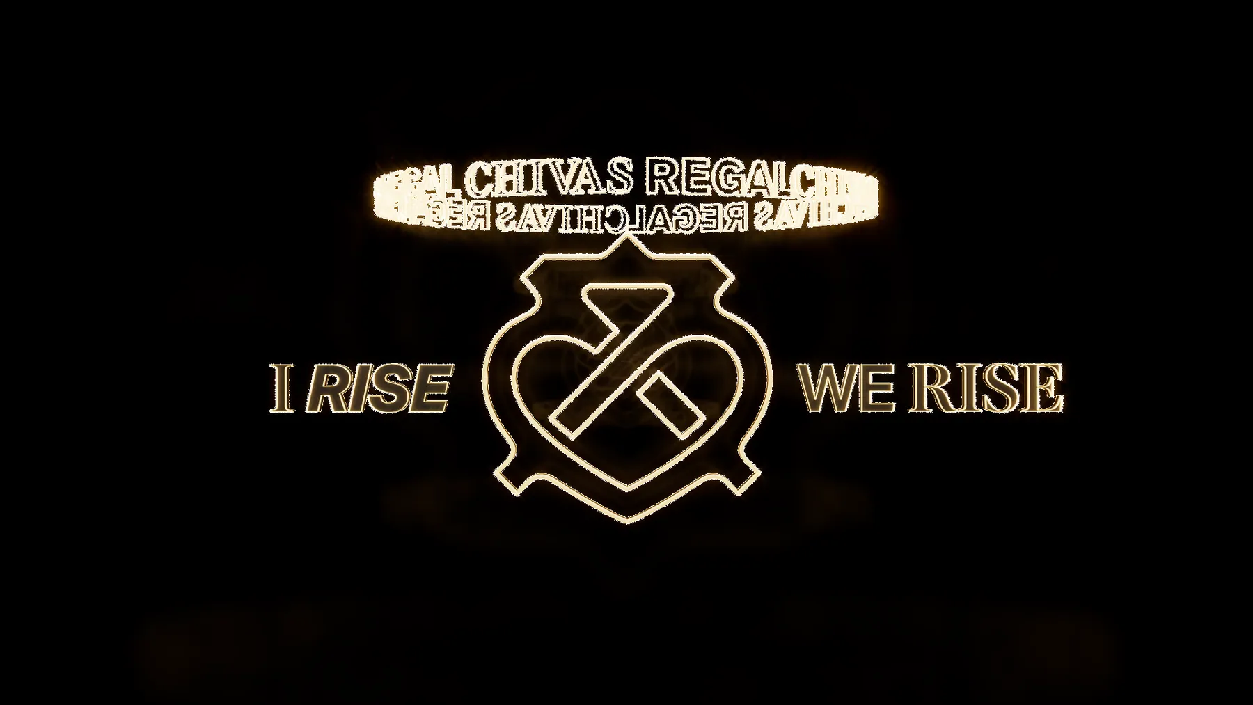 Phương án ánh sáng chữ Chivas Regal và I RISE WE RISE