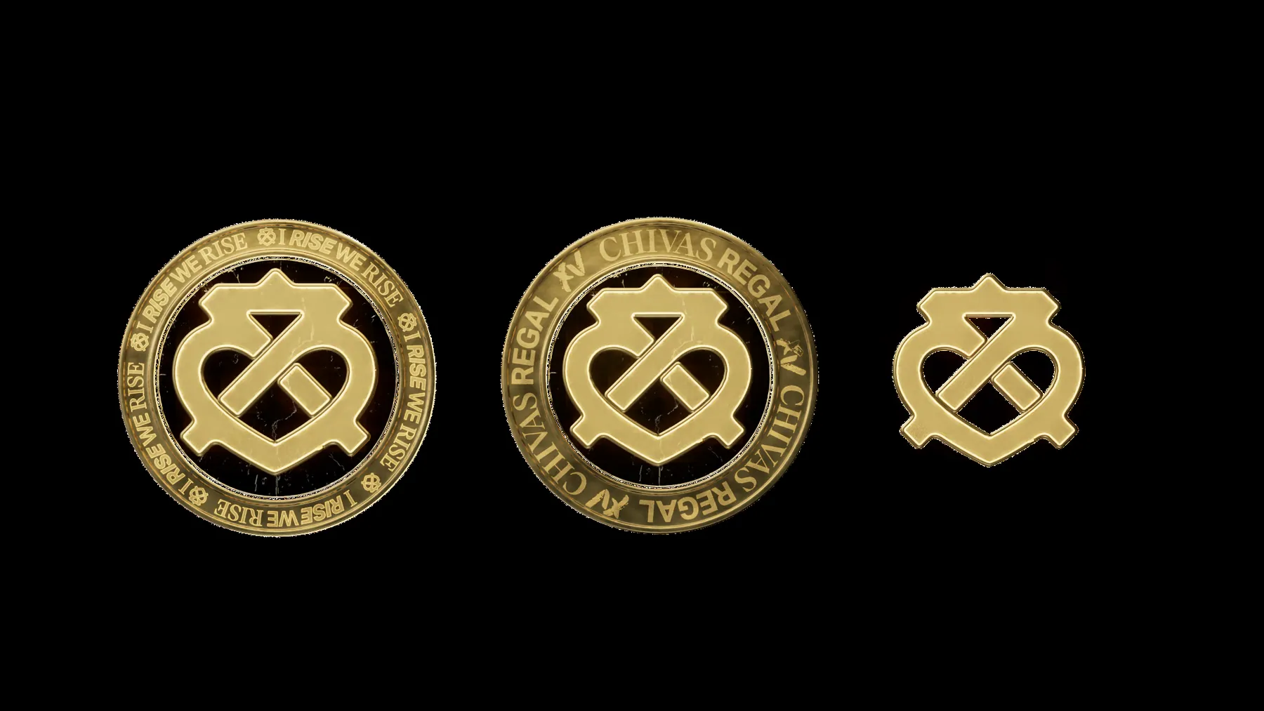 Bộ huy hiệu logo Chivas Regal 15 bằng kim loại vàng