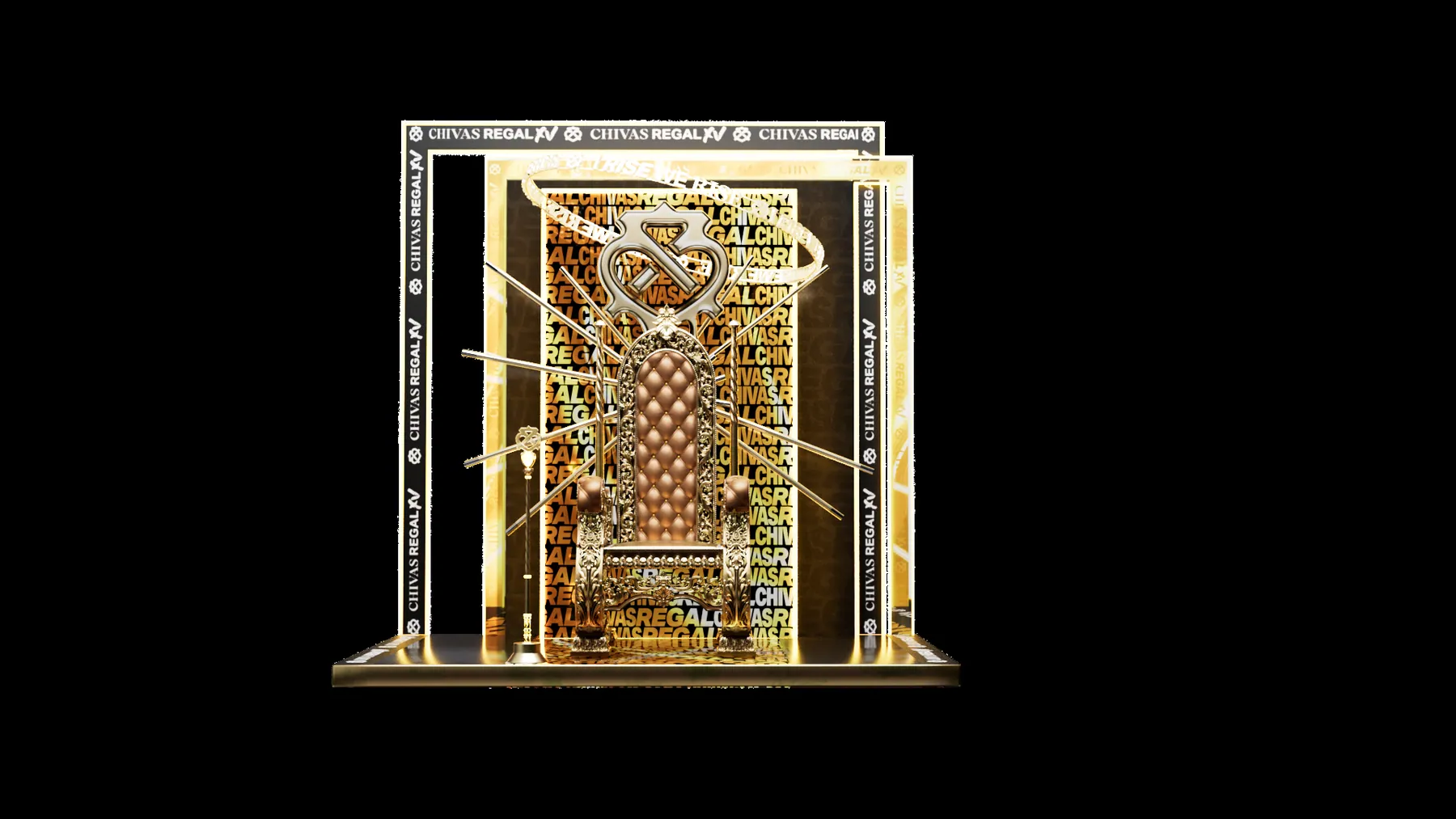Photobooth Chivas Regal 15 với khung vàng và biểu tượng