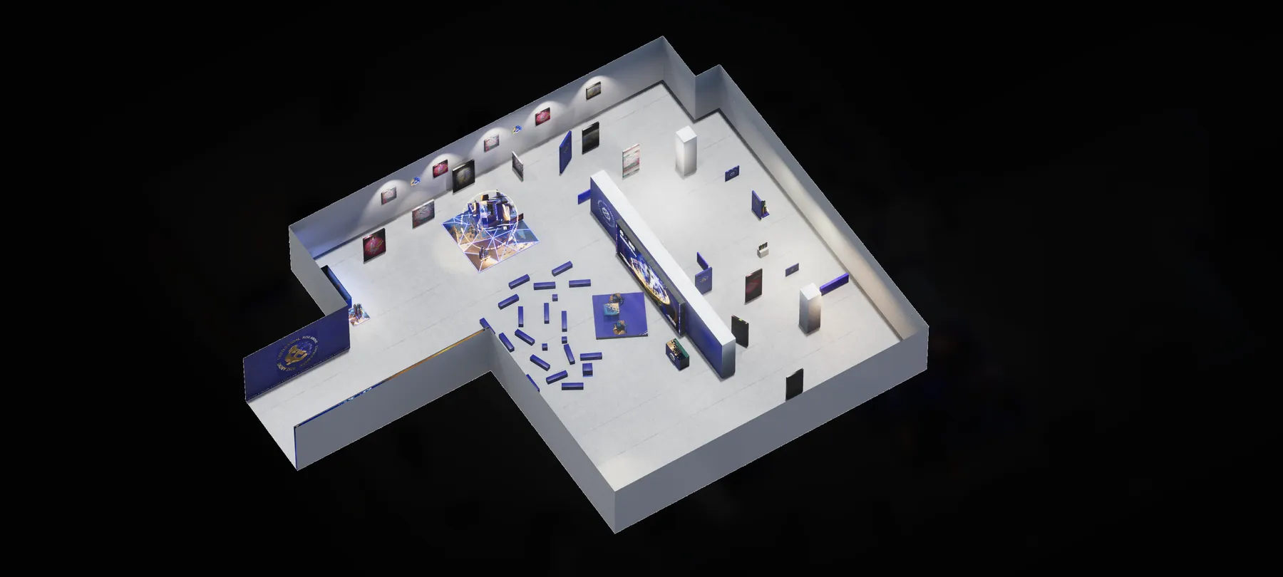 Mặt bằng isometric triển lãm Chivas 18 nhìn từ góc thứ nhất