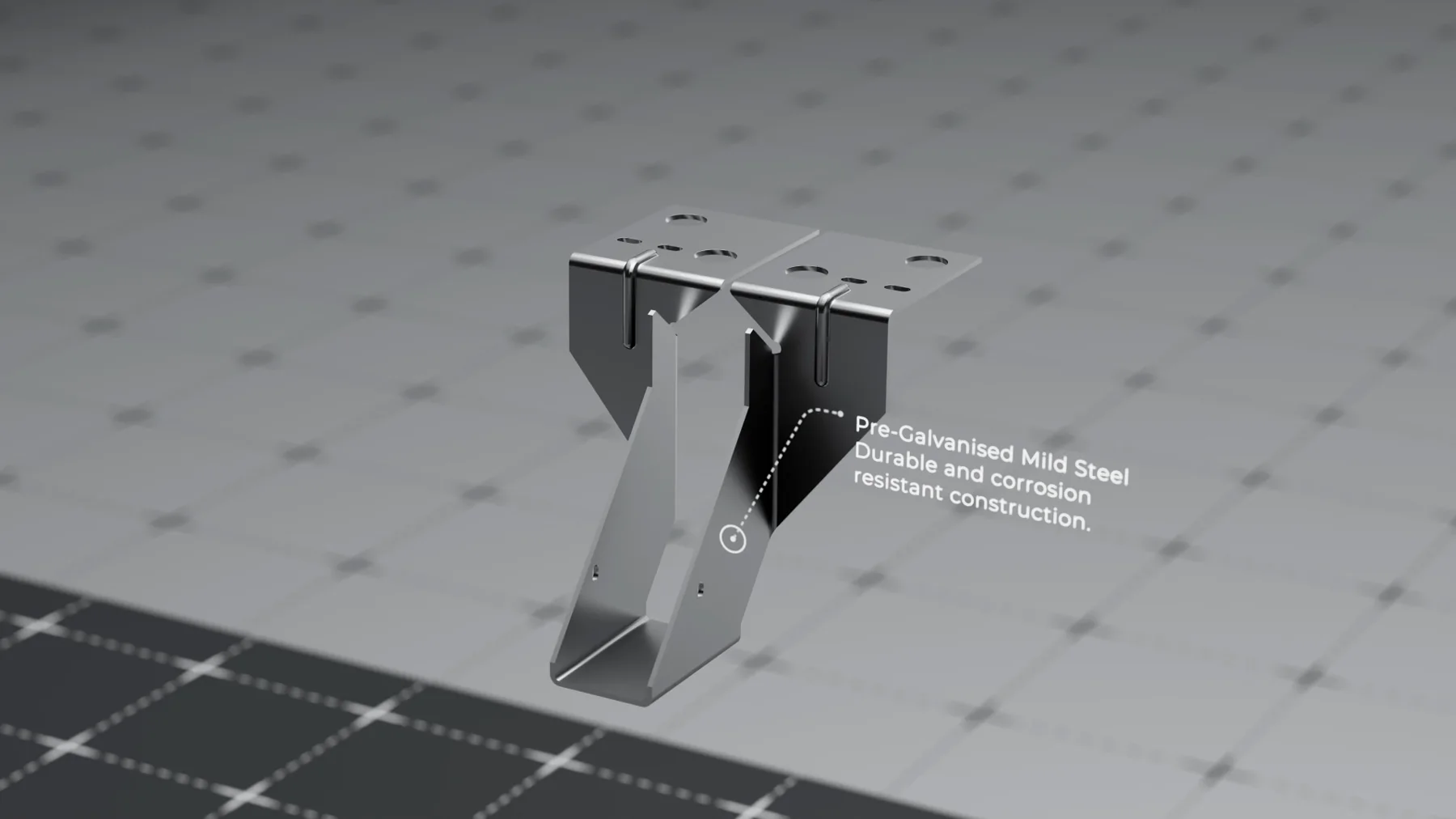 Chú thích vật liệu thép mạ kẽm trên móc treo JHM Masonry Hanger