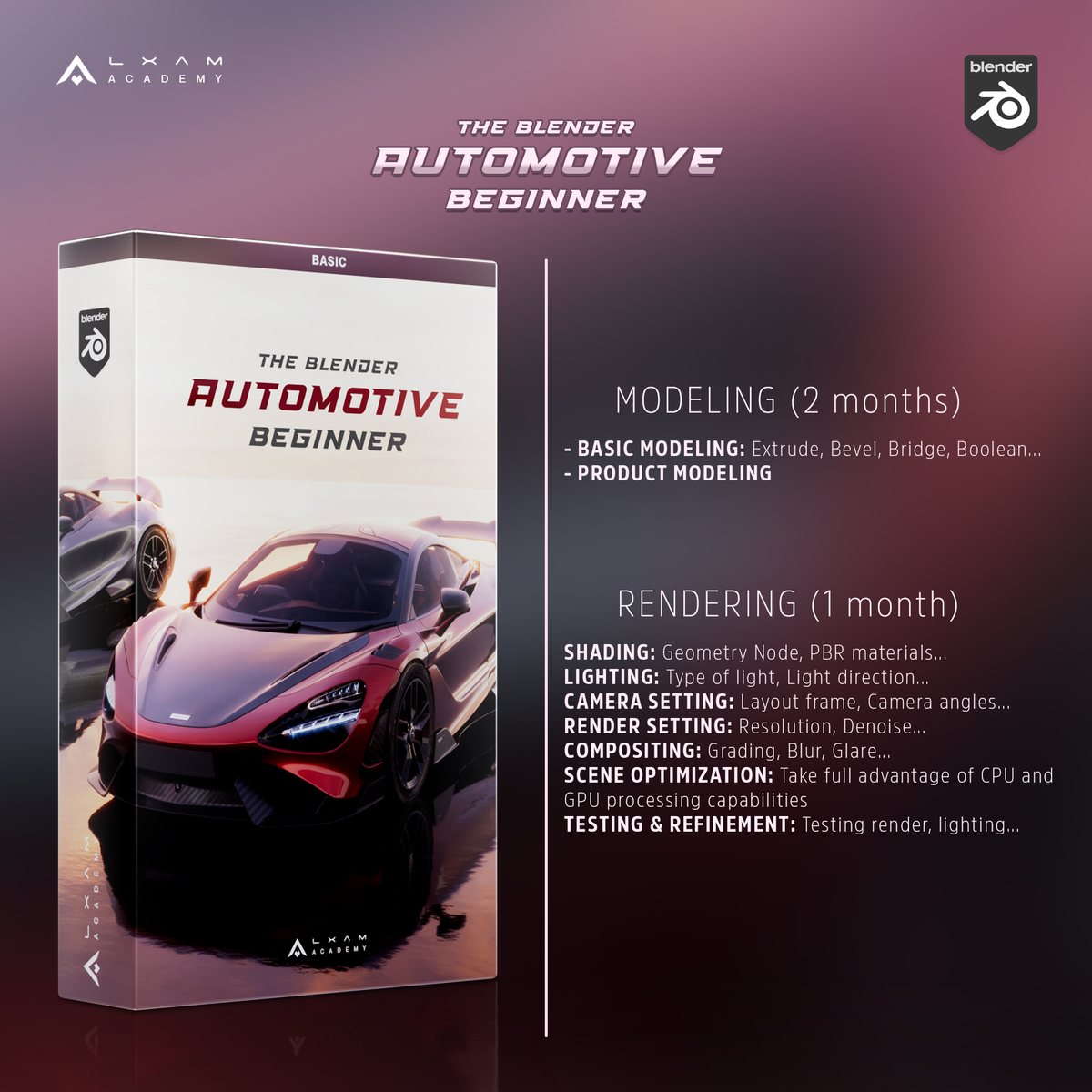 The Blender Automotive Beginner: lộ trình 3D cơ bản của LXAM Academy