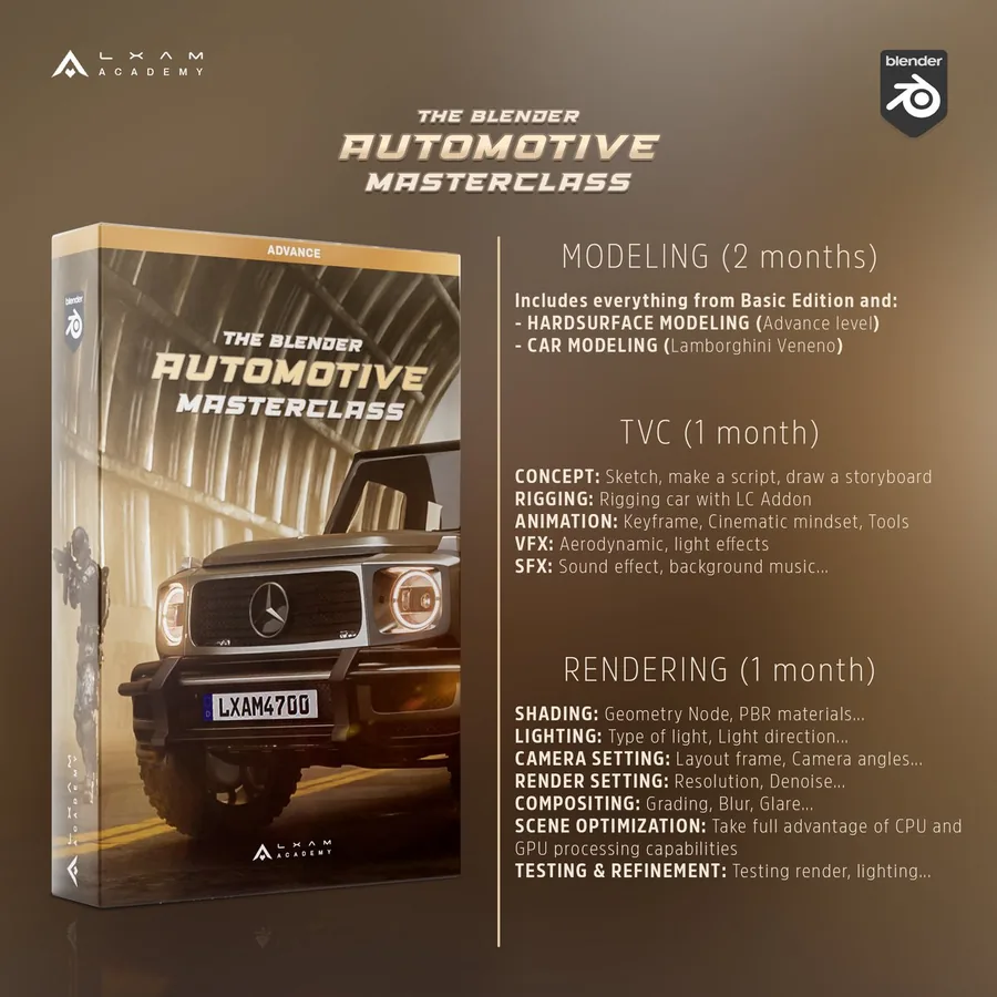 Hệ 3D Automotive: lộ trình Blender tới TVC ô tô tại LXAM Academy