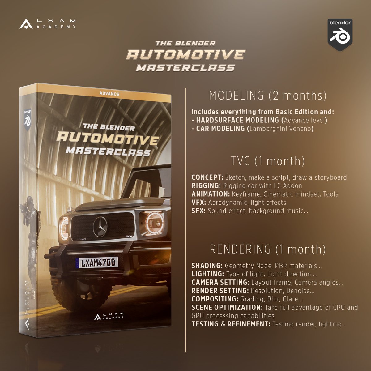 Hệ 3D Automotive: lộ trình Blender tới TVC ô tô tại LXAM Academy