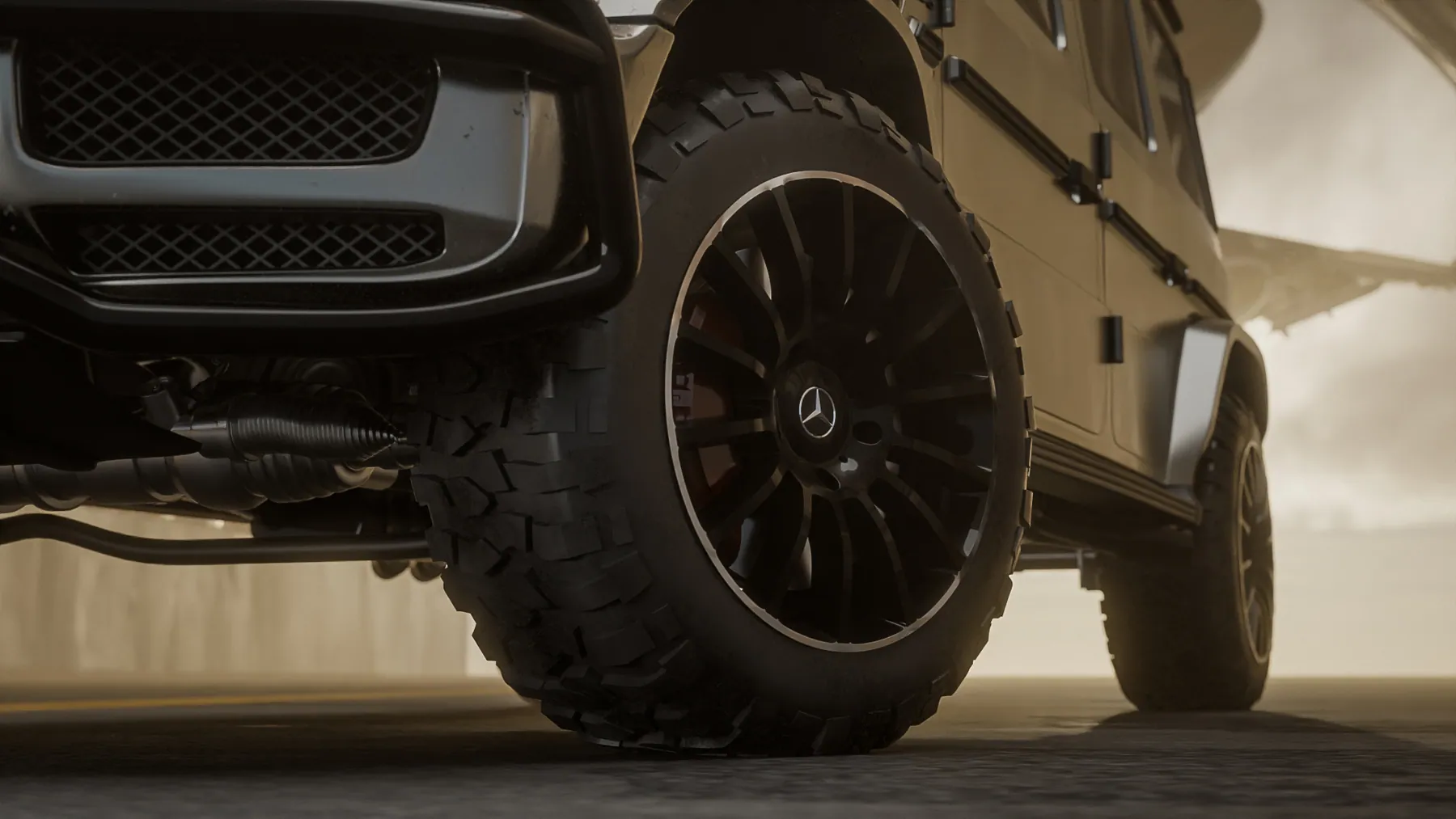 Cận cảnh lốp địa hình và mâm xe Mercedes G63