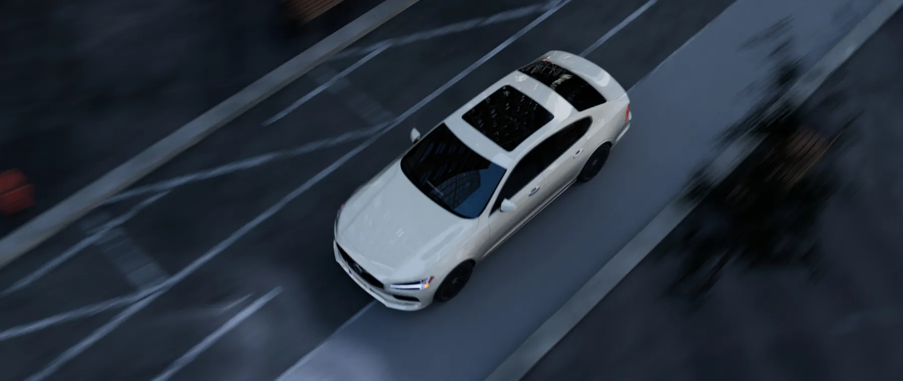 Volvo S90 nhìn thẳng từ trên xuống khi đang chạy